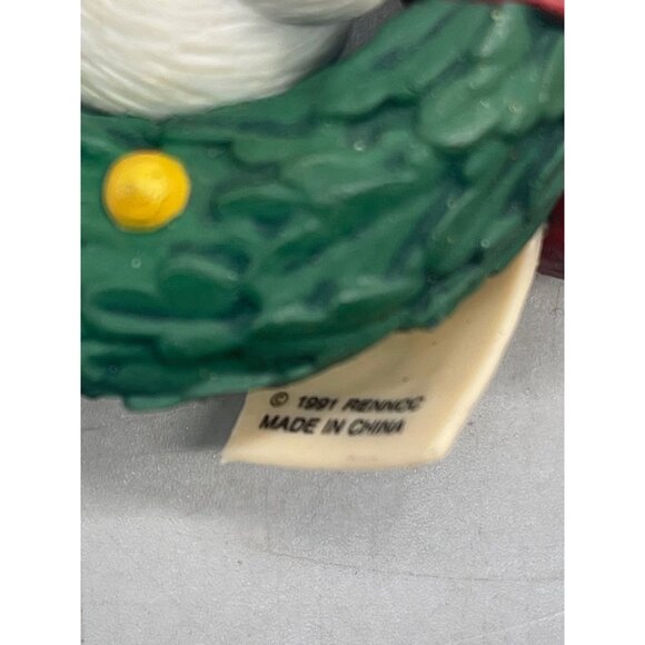 vintage Christmas ornament 1991 Rennoc mouse reaf holiday cany chain green READ - Picture 7 of 7